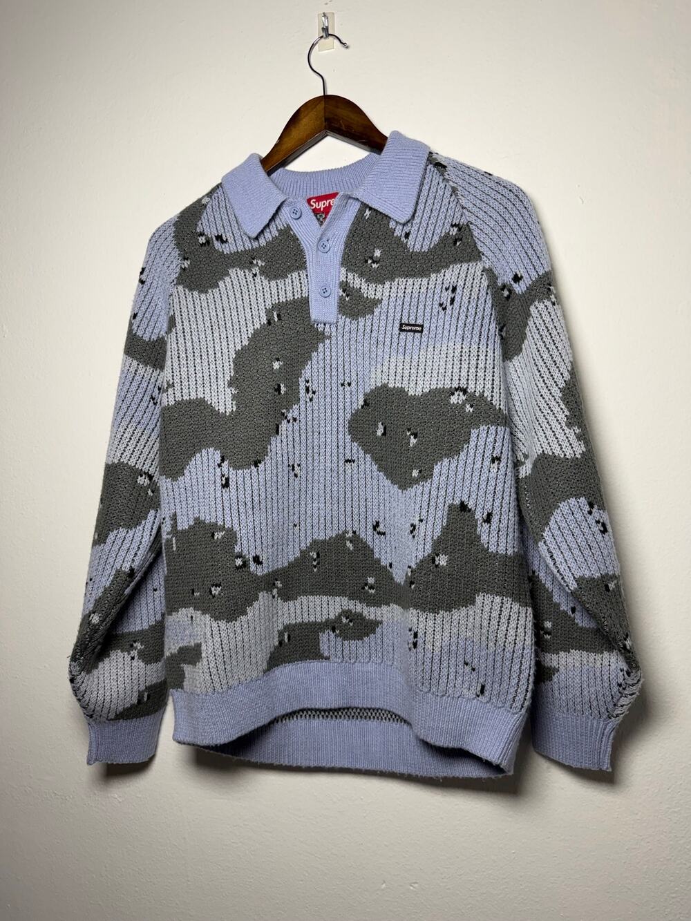 Supreme Small Box Polo Sweater 'Blue Camo'